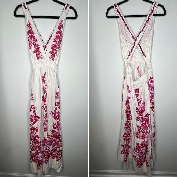 Farm Rio Flowerful Birds Off White Midi Dress Size Large - Picture 4 of 9